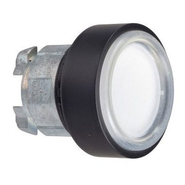 SCHNEIDER ZB4BP1837 Harmony fém nyomógomb fej, Ø22, visszatérő, védőmembrán, betehető címke, fehér, fekete perem