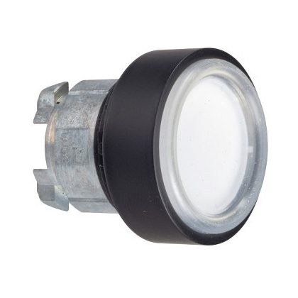 SCHNEIDER ZB4BP1837 Harmony fém nyomógomb fej, Ø22, visszatérő, védőmembrán, betehető címke, fehér, fekete perem