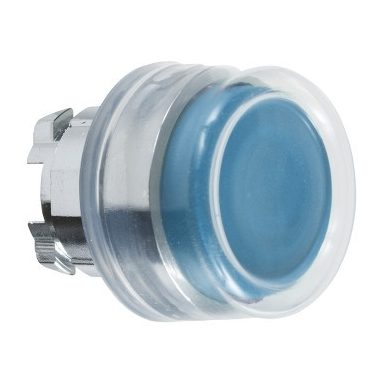 SCHNEIDER ZB4BP68 Harmony fém nyomógomb fej, Ø22, visszatérő, gumisapkás, betehető címke, kék