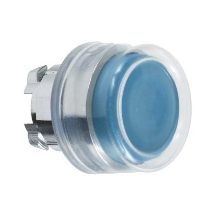   SCHNEIDER ZB4BP68 Harmony fém nyomógomb fej, Ø22, visszatérő, gumisapkás, betehető címke, kék
