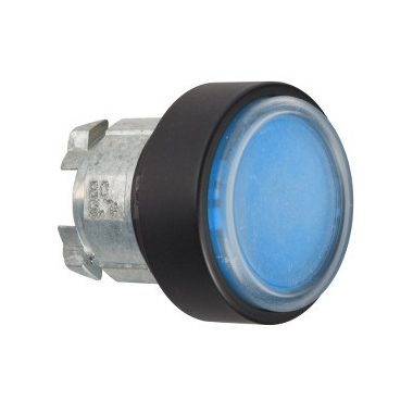 SCHNEIDER ZB4BP6837 Harmony fém nyomógomb fej, Ø22, visszatérő, védőmembrán, betehető címke, kék, fekete perem