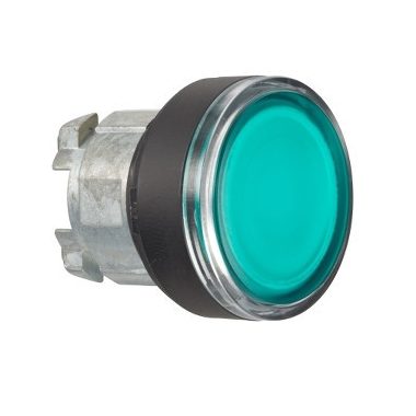 SCHNEIDER ZB4BW337 Harmony fém világító nyomógomb fej, Ø22, visszatérő, BA9s izzóhoz, zöld, fekete perem