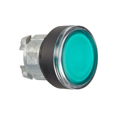  SCHNEIDER ZB4BW337 Harmony fém világító nyomógomb fej, Ø22, visszatérő, BA9s izzóhoz, zöld, fekete perem