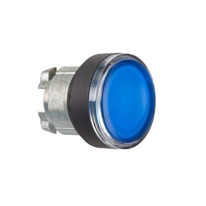   SCHNEIDER ZB4BW3637 Harmony fém világító nyomógomb fej, Ø22, visszatérő, beépített LED-hez, kék, fekete perem