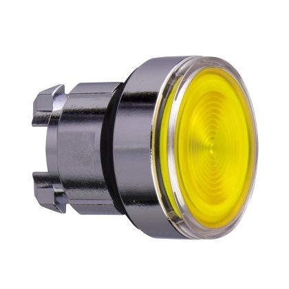   SCHNEIDER ZB4BW383S Harmony fém világító nyomógomb fej, Ø22, visszatérő, beépített LED-hez, hornyolt lencsével, sárga