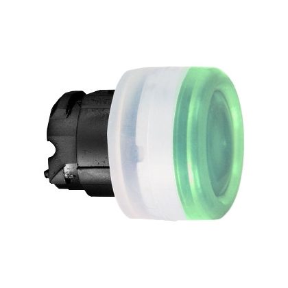   SCHNEIDER ZB4BW5337 Harmony fém világító nyomógomb fej, Ø22, visszatérő, védősapkás, beépített LED-hez, zöld, fekete perem