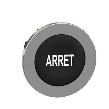 SCHNEIDER ZB4FA233 Harmony panelbe süllyesztett fém nyomógomb fej, Ø30, fekete, "ARRET"