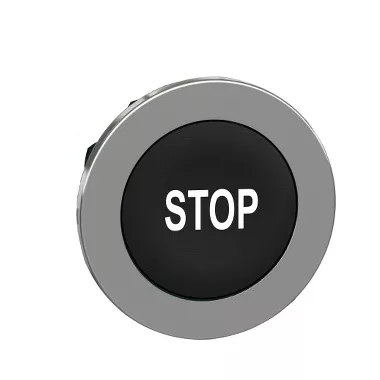 SCHNEIDER ZB4FA234 Harmony panelbe süllyesztett fém nyomógomb fej, Ø30, fekete, "STOP"