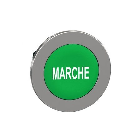   SCHNEIDER ZB4FA342 Harmony panelbe süllyesztett fém nyomógomb fej, Ø30, zöld, "MARCHE"