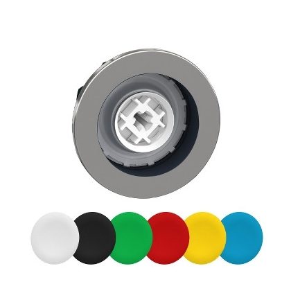   SCHNEIDER ZB4FA9 Harmony panelbe süllyesztett fém nyomógomb fej, Ø30, visszatérő, 6 eltérű színű nyomógomb tető