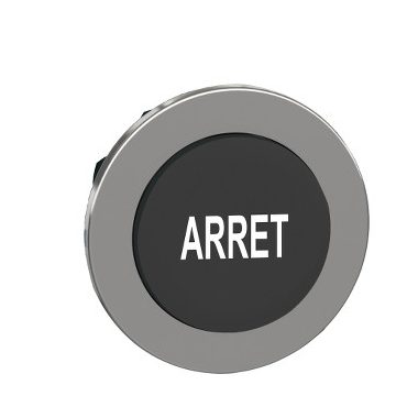 SCHNEIDER ZB4FL233 Harmony panelbe süllyesztett fém nyomógomb fej, Ø30, kiemelkedő, fekete, "ARRET"