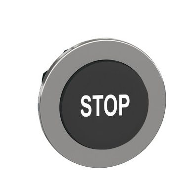 SCHNEIDER ZB4FL234 Harmony panelbe süllyesztett fém nyomógomb fej, Ø30, kiemelkedő, fekete, "STOP"