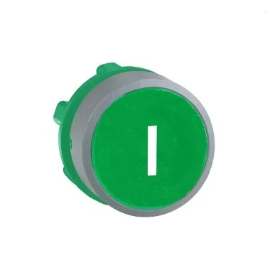 SCHNEIDER ZB5AA331C0 Harmony műanyag nyomógomb fej, Ø22, visszatérő, zöld, "I", szürke perem