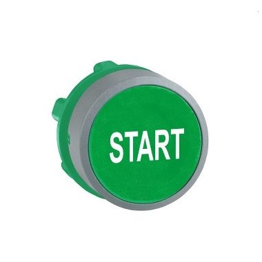 SCHNEIDER ZB5AA333C0 Harmony műanyag nyomógomb fej, Ø22, visszatérő, zöld, "START", szürke perem