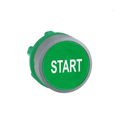   SCHNEIDER ZB5AA333C0 Harmony műanyag nyomógomb fej, Ø22, visszatérő, zöld, "START", szürke perem