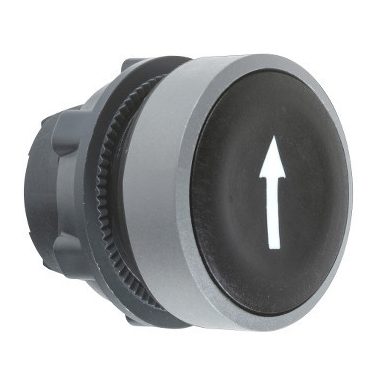 SCHNEIDER ZB5AA335C0 Harmony műanyag nyomógomb fej, Ø22, visszatérő, fekete, "fel nyíl", szürke perem