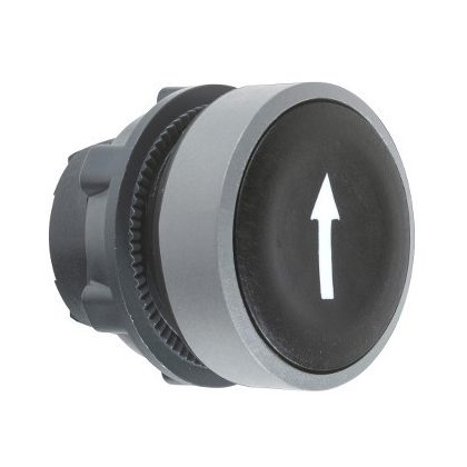   SCHNEIDER ZB5AA335C0 Harmony műanyag nyomógomb fej, Ø22, visszatérő, fekete, "fel nyíl", szürke perem