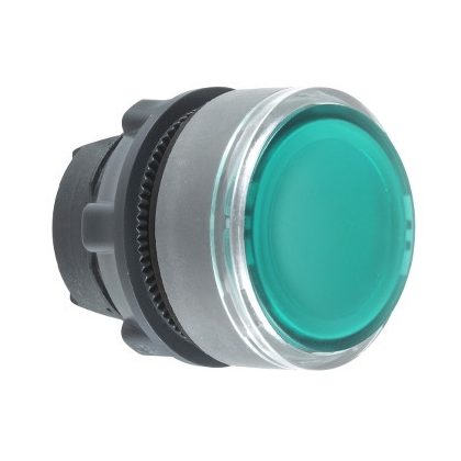   SCHNEIDER ZB5AA38C0 Harmony műanyag nyomógomb fej, Ø22, visszatérő, címkézhető tetővel, zöld, szürke perem