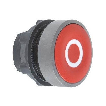   SCHNEIDER ZB5AA432C0 Harmony műanyag nyomógomb fej, Ø22, visszatérő, piros, "O", szürke perem