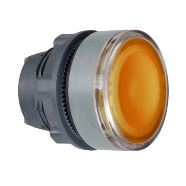 SCHNEIDER ZB5AA58C0 Harmony műanyag nyomógomb fej, Ø22, visszatérő, címkézhető tetővel, sárga, szürke perem