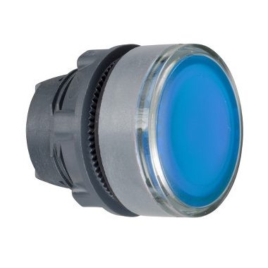 SCHNEIDER ZB5AA68C0 Harmony műanyag nyomógomb fej, Ø22, visszatérő, címkézhető tetővel, kék, szürke perem