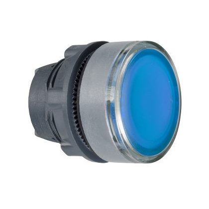 SCHNEIDER ZB5AA68C0 Harmony műanyag nyomógomb fej, Ø22, visszatérő, címkézhető tetővel, kék, szürke perem