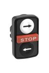 SCHNEIDER ZB5AA71123 Harmony műanyag kettősfejű nyomógomb fej, Ø22, visszatérő, 1-1 fehér/fekete jobb/bal nyíl nyomógomb, piros kiemelk. STOP
