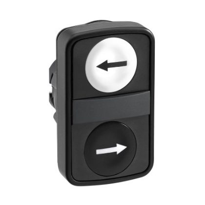 SCHNEIDER ZB5AA7213 Harmony műanyag kettősfejű nyomógomb fej, Ø22, visszatérő, 1-1 fehér/fekete jobb/bal nyíl nyomógomb SCHNEIDER ZB5AA7213 Harmony műanyag kettősfejű nyomógomb fej, Ø22, visszatérő, 1-1 fehér/fekete jobb/bal nyíl nyomógomb