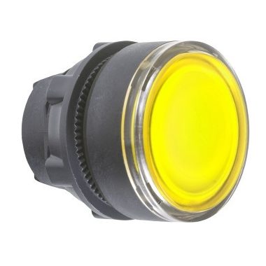 SCHNEIDER ZB5AA88 Harmony műanyag világító nyomógomb fej, Ø22, visszatérő, sárga, betehető címke