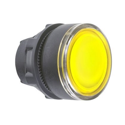   SCHNEIDER ZB5AA88 Harmony műanyag világító nyomógomb fej, Ø22, visszatérő, sárga, betehető címke
