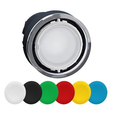 SCHNEIDER ZB5AA98 Harmony műanyag világító nyomógomb fej, Ø22, visszatérő, 6 eltérű színű nyomógomb tető