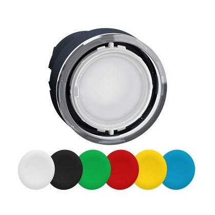   SCHNEIDER ZB5AA98 Harmony műanyag világító nyomógomb fej, Ø22, visszatérő, 6 eltérű színű nyomógomb tető