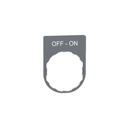   SCHNEIDER ZBYP2367C0 Harmony felirati tábla, 30x40 mm, műanyag, Ø22 készülékekhez, gravírozott, OFF-ON, szürke perem