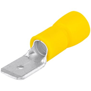 TRACON SCS6 Szigetelt rátolható csatlakozó csap, sárgaréz, sárga 6,3×0,8mm, 6mm2