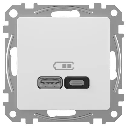   SCHNEIDER SDD111404 ÚJ SEDNA Dupla USB gyorstöltő, A+C, 45W, fehér