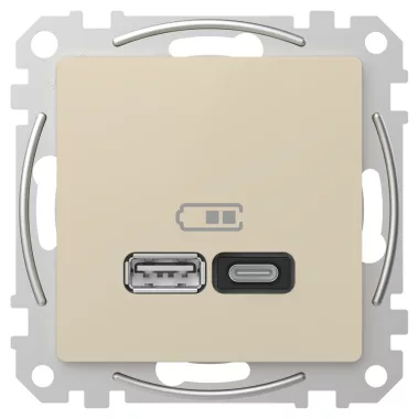SCHNEIDER SDD112404 ÚJ SEDNA Dupla USB gyorstöltő, A+C, 45W, bézs