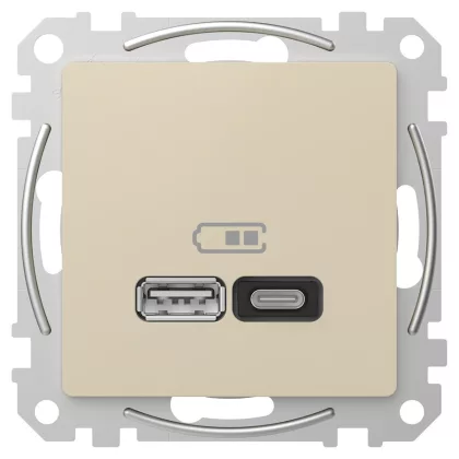   SCHNEIDER SDD112404 ÚJ SEDNA Dupla USB gyorstöltő, A+C, 45W, bézs