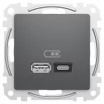   SCHNEIDER SDD114404 ÚJ SEDNA Dupla USB gyorstöltő, A+C, 45W, antracit