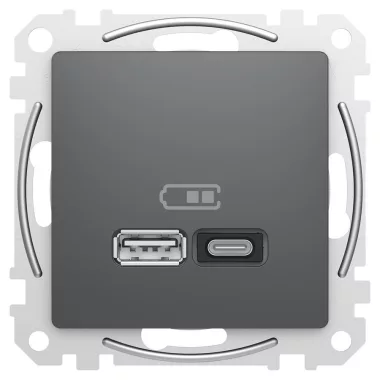 SCHNEIDER SDD114404 ÚJ SEDNA Dupla USB gyorstöltő, A+C, 45W, antracit