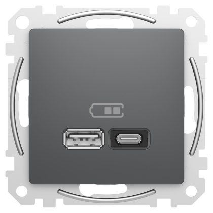   SCHNEIDER SDD114404 ÚJ SEDNA Dupla USB gyorstöltő, A+C, 45W, antracit