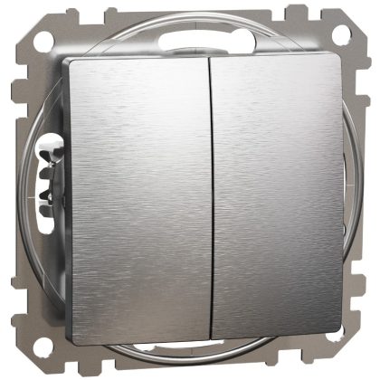   SCHNEIDER SDD170108 ÚJ SEDNA Kettős váltókapcsoló, rugós bekötés, 10AX, (106+6), szálcsiszolt ezüst