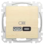   SCHNEIDER SDD180404 ÚJ SEDNA Dupla USB gyorstöltő, A+C, 45W, nyír
