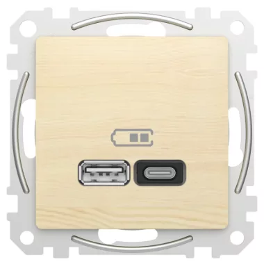 SCHNEIDER SDD180404 ÚJ SEDNA Dupla USB gyorstöltő, A+C, 45W, nyír