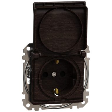 SCHNEIDER SDD181023 ÚJ SEDNA 2P+F dugalj csatlakozóaljzat biztonsági zsaluval, csapófedeles, csavaros bekötés, 16A, wenge