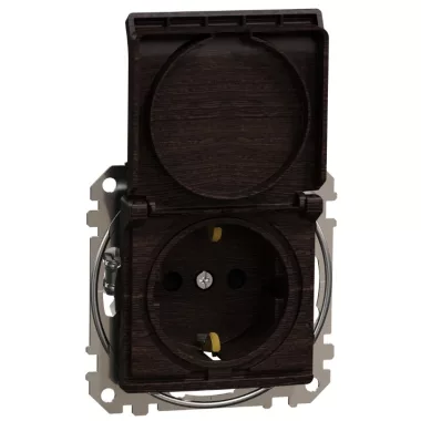 SCHNEIDER SDD181024 ÚJ SEDNA 2P+F dugalj csatlakozóaljzat biztonsági zsaluval, csapófedeles, rugós bekötés, 16A, wenge