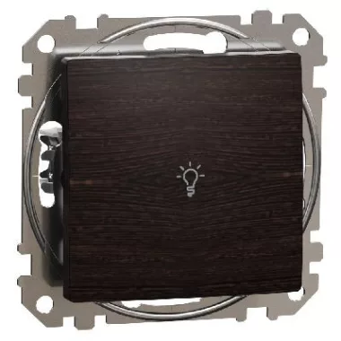 SCHNEIDER SDD181132L ÚJ SEDNA Egypólusú nyomó, kék jelzőfénnyel, lámpajellel, rugós bekötés, 10A, wenge