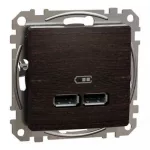  SCHNEIDER SDD181401 ÚJ SEDNA Dupla USB töltő, A+A, 2.1A, wenge
