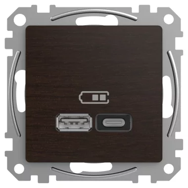 SCHNEIDER SDD181404 ÚJ SEDNA Dupla USB gyorstöltő, A+C, 45W, wenge SCHNEIDER SDD181404 ÚJ SEDNA Dupla USB gyorstöltő, A+C, 45W, wenge