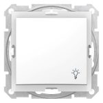   SCHNEIDER SDN0900321 SEDNA Egypólusú nyomó lámpajellel, rugós bekötés, 10A, IP44, fehér