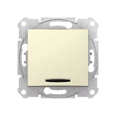 SCHNEIDER SDN1600147 SEDNA Single-pole presser with blue indicator light, spring-cage connection, 10A, beige